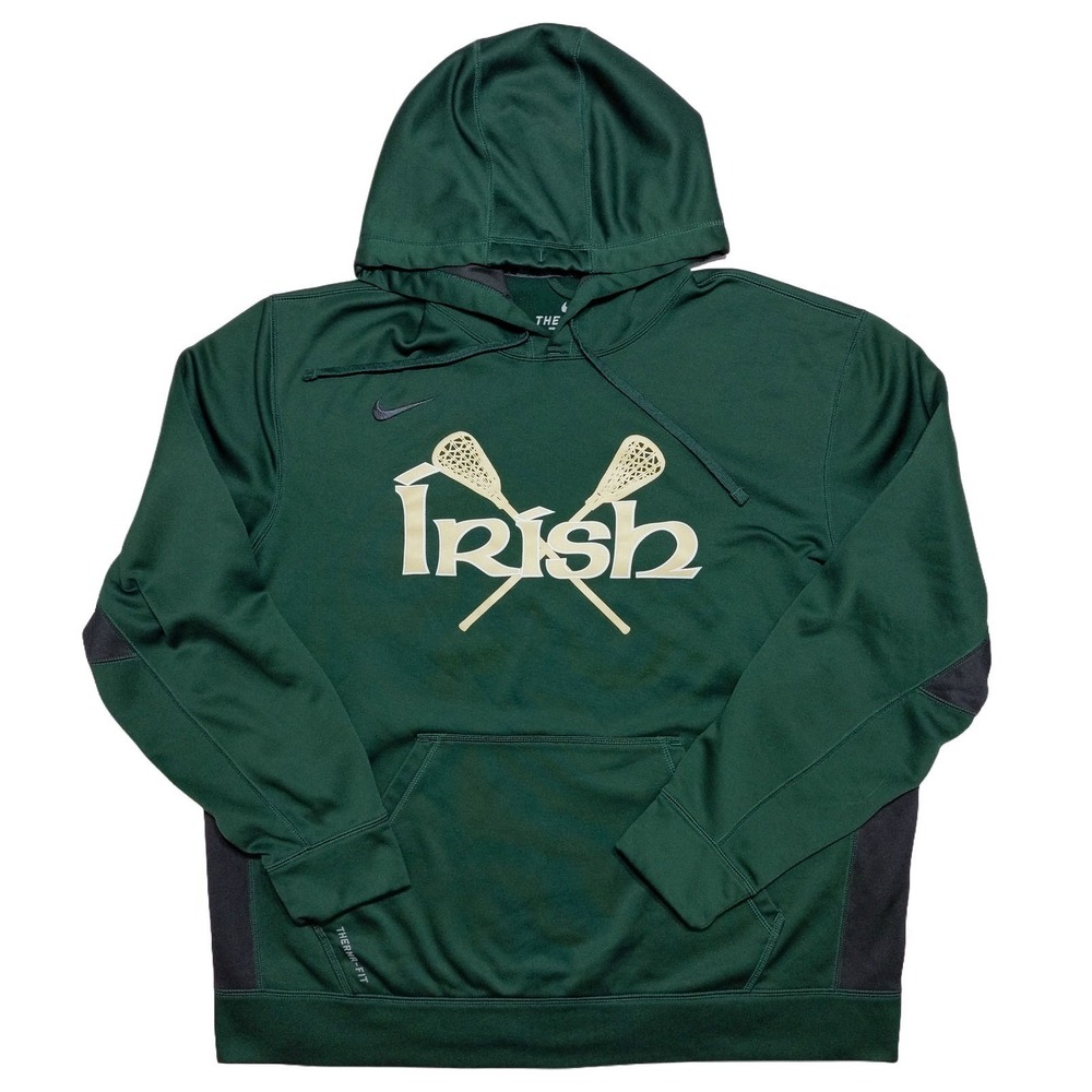 NIKE Notre Dame Fighting Irish Lacrosse Hoodie Jacket Green XXL 2XL